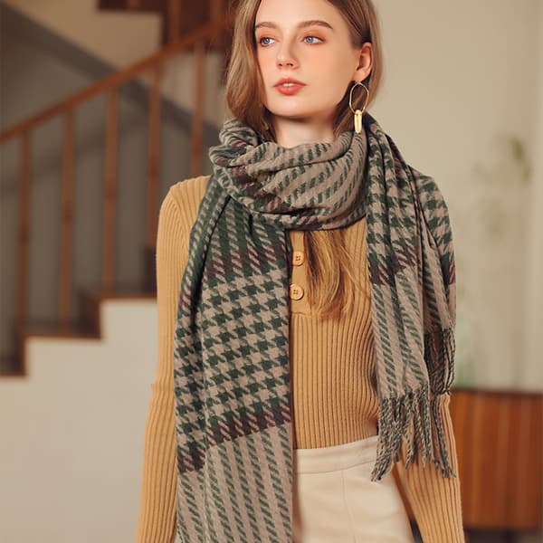 Ternet vintertørklæde til kvinder, varmt og blødt tartan-sjal, oversized tørklæde til vinteren