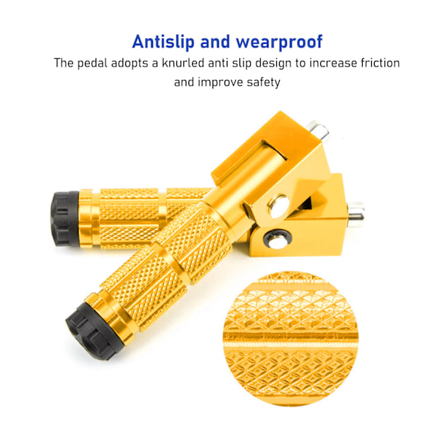 2 stk. Motorcykel Foldbare Fodstøtter M8 Antislip Aluminium Legering Universal til Motorcykler ATV UTV Go Kart Guld