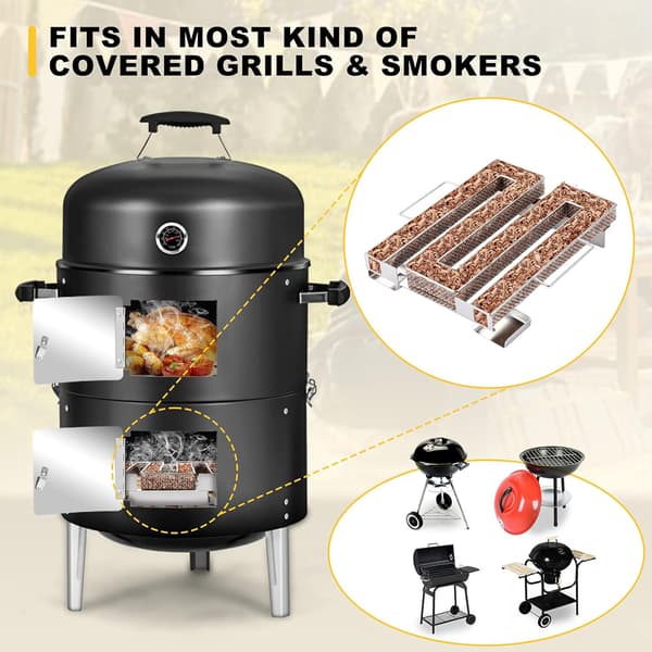 Pellet Røgrør til Op Til 5+ Timers Røg, Rustfrit Stål Røgrør til Bærbar BBQ Rygning, Fungerer med Alle Griller, Perfekt til Rygning