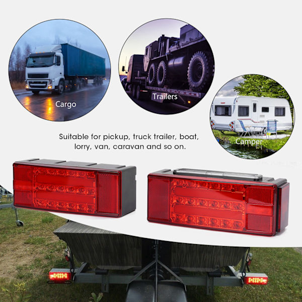 2 st LED Baklykta IP68 Vattentät Röd Baklykta Universal för Pickup Truck Båt DC12V