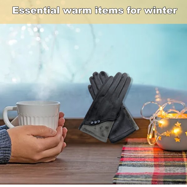 Varme vinterhandsker til kvinder med følsomme berøringsskærmfingre A