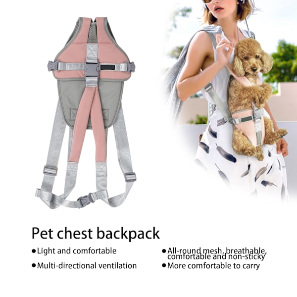 Husdjursbröstpack Ryggsäck Katt Hund Utomhus Framhålla Väska Bärsele för Resor Vandring Camping Rosa L