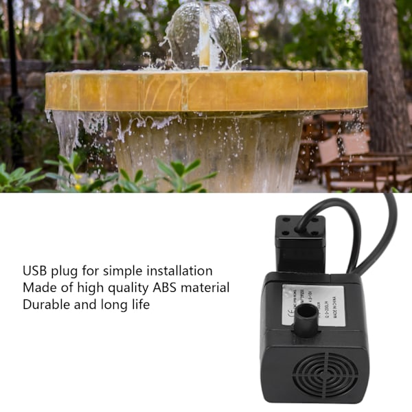 USB-driven Solardriven Sänkbar Vattenpump för Damm, Akvarium, Fontän, DC4.5‑10V 200L/H