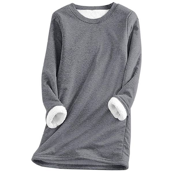 Fleece sweatshirt för dam, varmfodrad tröja, vintertopp