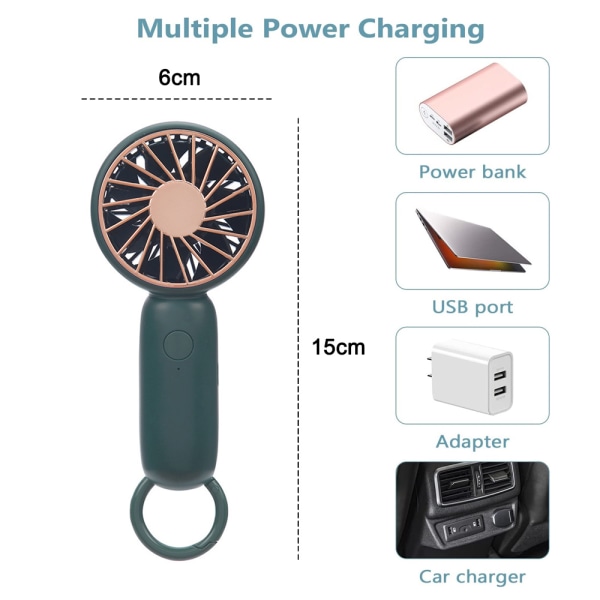 Ulkoilun USB-ladattava kädessä pidettävä tuuletin voidaan ripustaa laukkuun