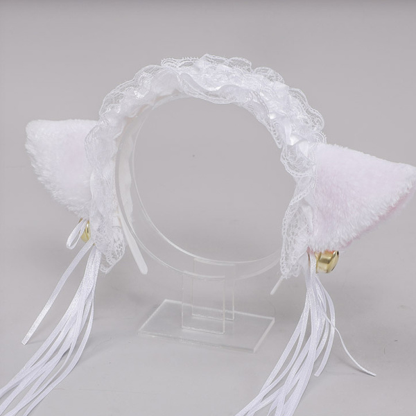 Cat Ears Pannband och Cat Tail Bowtie Handledsdekorationer Set för White