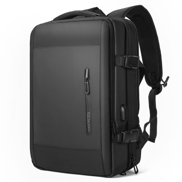 Expanderbar 26L-38L ryggsäck, affärsryggsäck herr, laptopväska 17 tum med USB laddningsport, vattentät ryggsäck, stöldskydd, flygtestad