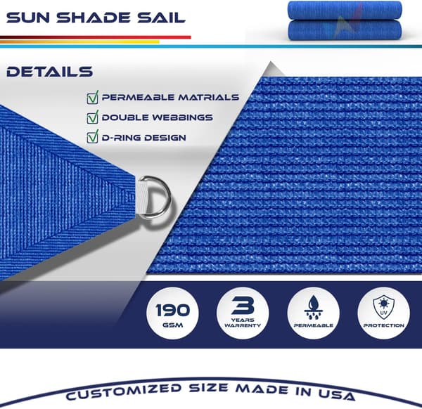 Solsejl UV-blokerende stofbaldakin 3m x 3m x 3m Blå