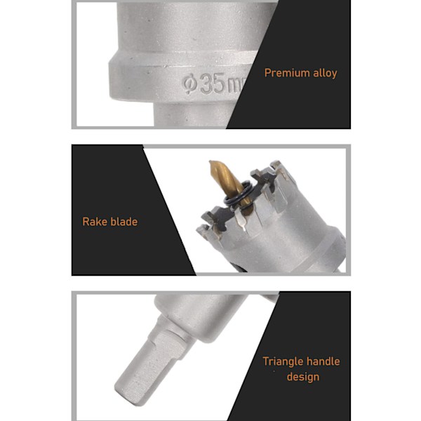 6 st 16 till 35 mm TCT Hålsåg Kit Hög Precision 3 Blad Multifunktionell Karbid Hålsåg Borr Set 3/8 tum Skaft