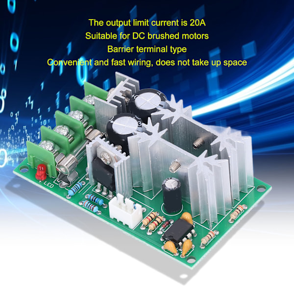 Motorhastighedsregulator Switch PWM Elektronisk Guvernør Høj Effekt Drevmodul DC10‑60V 20A