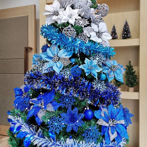 Julestjerne Julepynt Glitter Julestjerne Blomster til Juletræspynt (12 stk.)