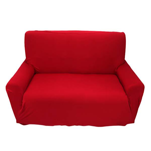 7 Solid Pure Colour Hjemmesofa Stræk Sofa SlipCover 2 Personers Polyester Bourgogne