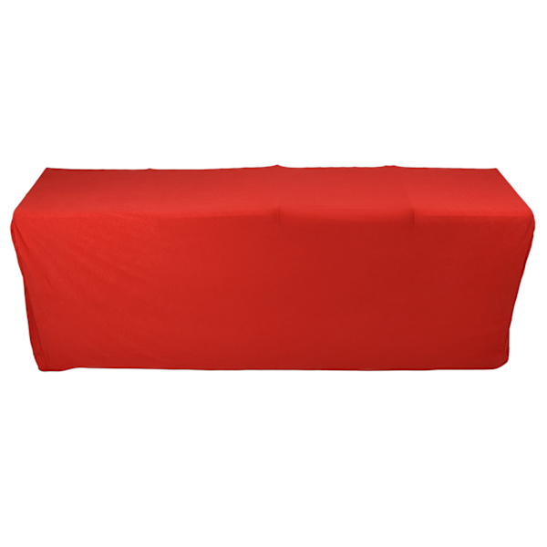Stretch Spandex Borddekke God Elasticitet Vaskbar Gjenbrukbar Rød Strekkbar Dug med 4 Lommer for Bryllup Fest 4FT(122x76x76cm)