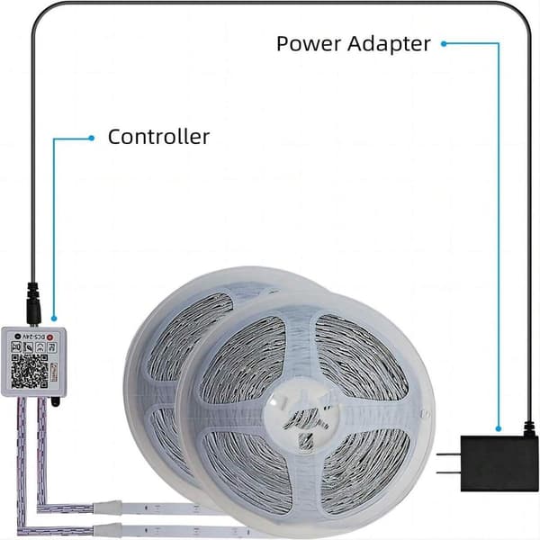 5M 24V LED-ljuslistkit, 44-knappars infraröd Bluetooth RGB LED-ljuslist 5M