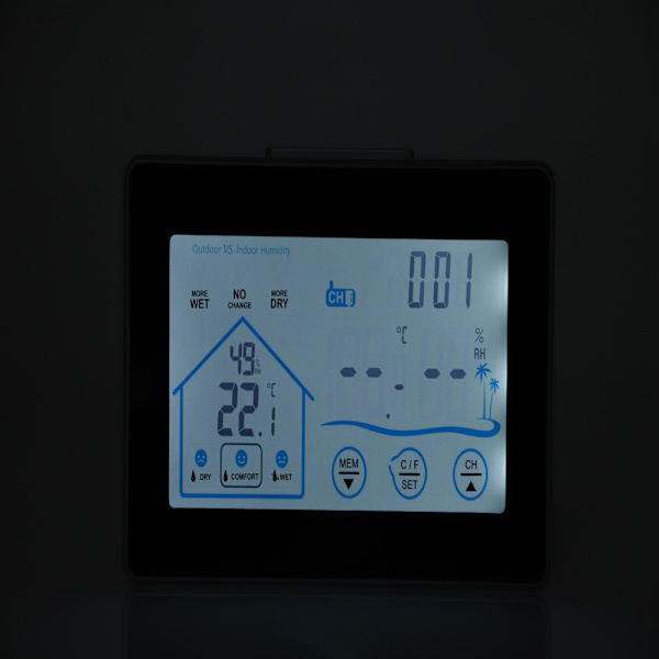 Trådløs Digital Termometer Hygrometer Indendørs Udendørs Berøringsskærm Vejrstation med Sensor