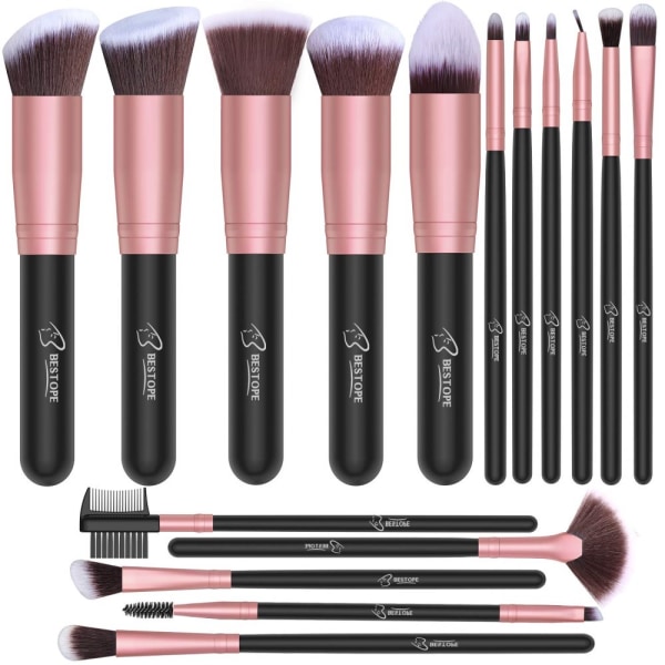 Makeup Brushes 16 PC'er Makeup Brush Set Premium Synthetic Foundation Brush Blending Face Powder Blush Concealers Øjenskygger Make Up Brushes Kit (Rose