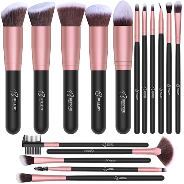 Makeup Brushes 16 PCs Makeup Brush Set Premium Synthetic Foundation Brush Blending Face Powder Blush Concealers Øyenskygger Make Up Brushes Kit (Rose