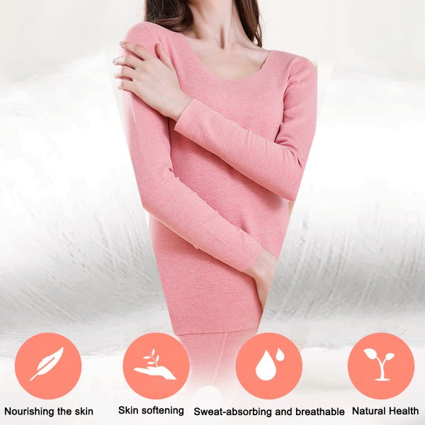 1 sæt lyserødt termisk undertøjssæt skærpet til mænd og kvinder