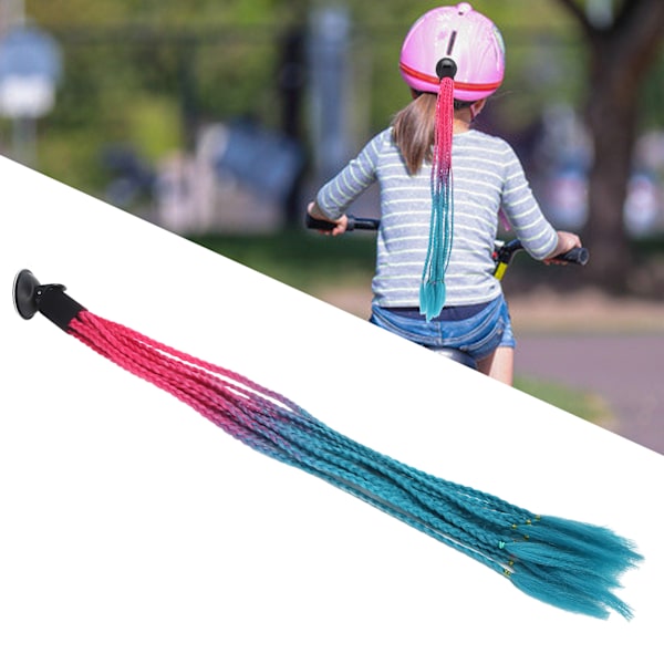 Hjelm Hestehale Dekoration Motorcykel Moderigtig Gradient Hjelm Dreadlocks Paryk Rose Rød Blå Sø