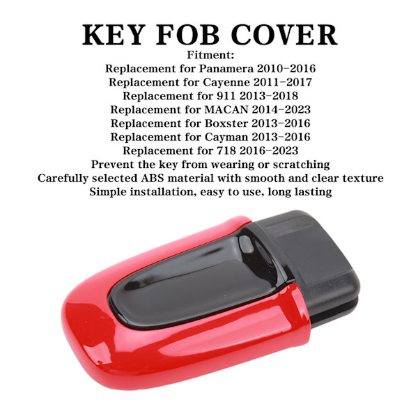 Nøglefob Cover Holdbar Robust Slidstærk Nøgleetui Beskyttelsesskal Udskiftning til Panamera Cayenne 911 Rød