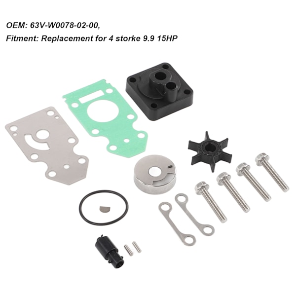 Udenbordsmotor Vandpumpe Impeller Reparationskit 63VW00780200 Udskiftning til 4-takts 9,9 15HK