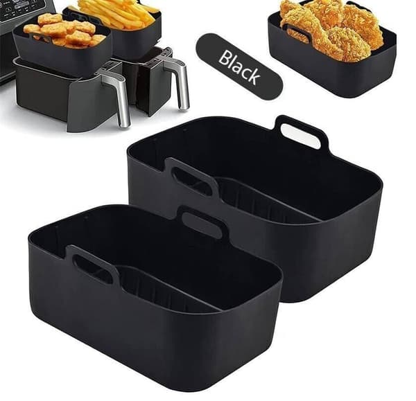 Silikonform for Airfryer Dobbel Kurv Liner Håndtak Bakeform