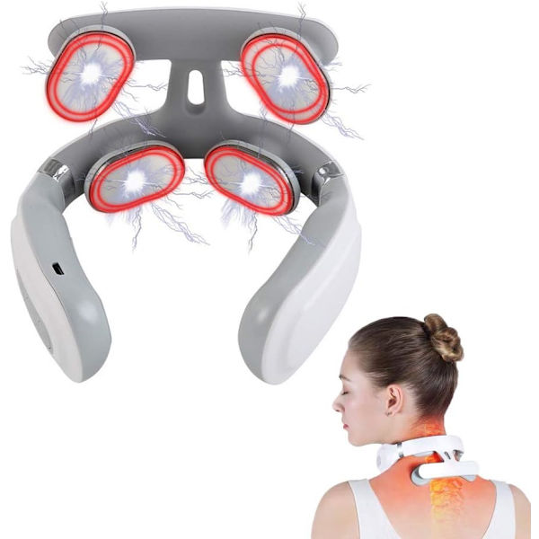 Nackmassager med Värme, Neckology Intelligent Nackmassager, Puls Trådlös Nackmassager, Resa Smart Nackmassageutrustning för Kontor, Hem,