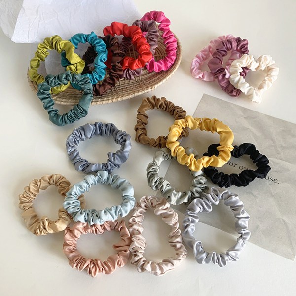 16 stk. Satin til hårelastikker til søvn nat scrunchie, hår