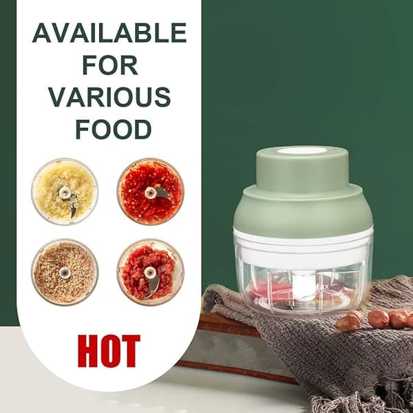 Mini elektrisk hvidløgshakker, hvidløgspresser, lille foodprocessor