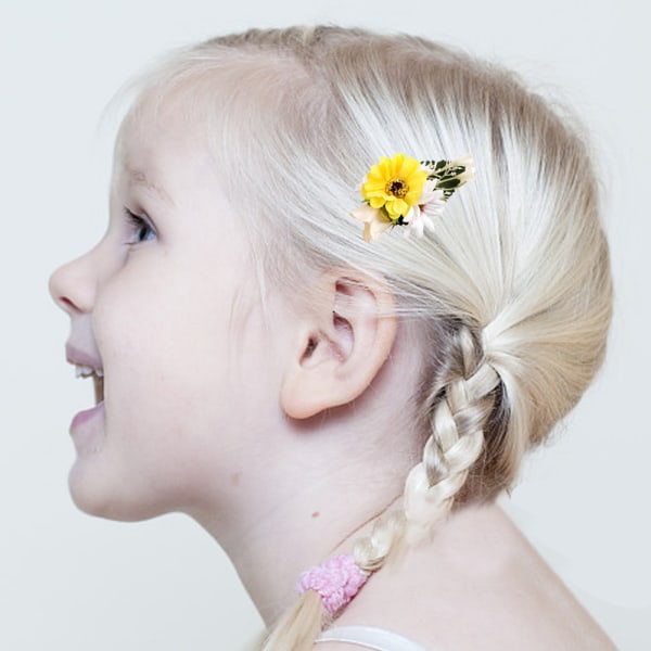 6 kpl Flower Clips -hiusneulat tytöille tarkoitettujen kukkaklipsien kanssa