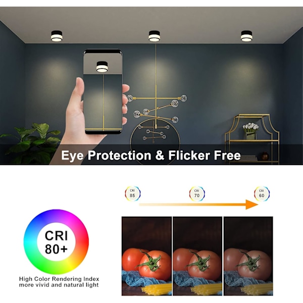 Taklampor för infälld montering, jämn ljusspridning från 12W LED-chip, rostfri design för hall, sovrum
