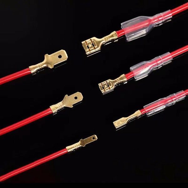 600 stk Messing Crimp Terminal Connector Han & Hun Messing Spade Connector med Transparent Slid