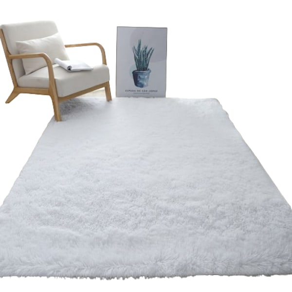 Elegant vardagsrumsmatta, marinblå fluffig ryamatta i mikrofiber för sovrum, mjuk och bekväm plyschmatta i fuskpäls med memory foam för heminredning