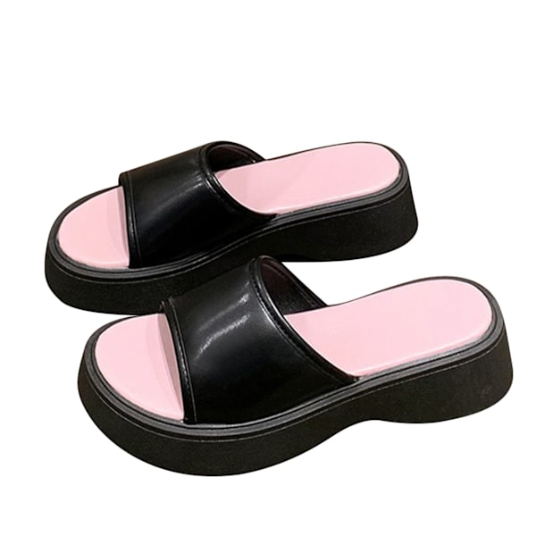 Alustasandaalit Pehmeä Pohja Luistamaton Mukava Slip On Sandaalit Kotiin Rannalle Ostoksille Musta 38