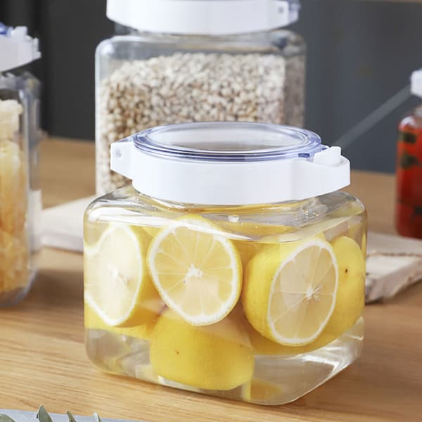 Fødevareopbevaringsglas med trykfunktion, transparente forseglingsglas, køkkenopbevaringsbeholdere med let vask funktion, lufttætte tørfoderbeholdere til sukker