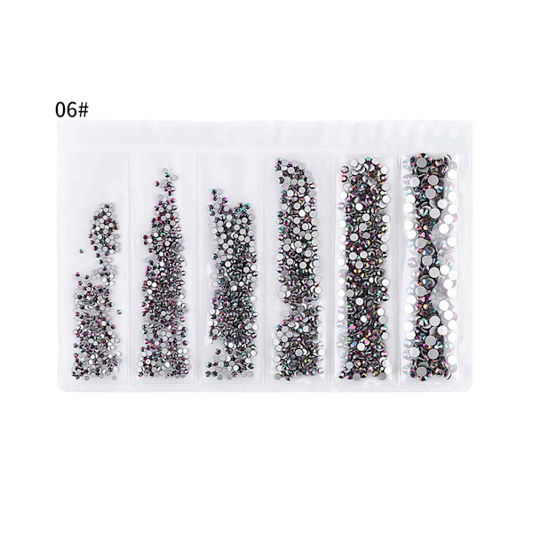 DIY Neglekunst Glitter Rhinestone Manicure Værktøj Flad Base Mini Perler Dekoration (#6)