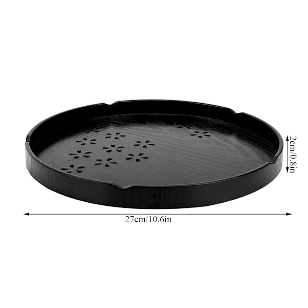 Japansk Rund Serveringsbrett Plate Fruktfat Matbeholder for Snacks Frukt (Svart, 27cm)