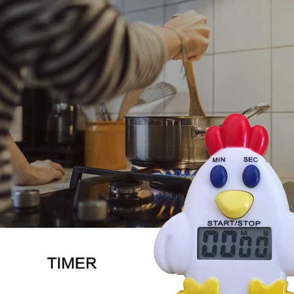 Mekanisk kökstimer, söt hönformad äggtimerpåminnelse för matlagning och bakning, tydlig stor digital display, hög decibel ringsignalvarning för