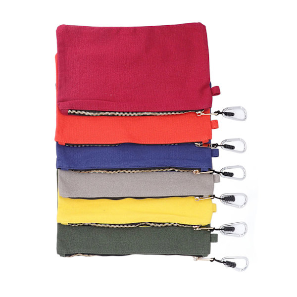 6 stk. Lynlås Værktøjspose Heavy Duty Utility Canvas Pouch Sæt med Karabinhage Multifunktionel Organizer
