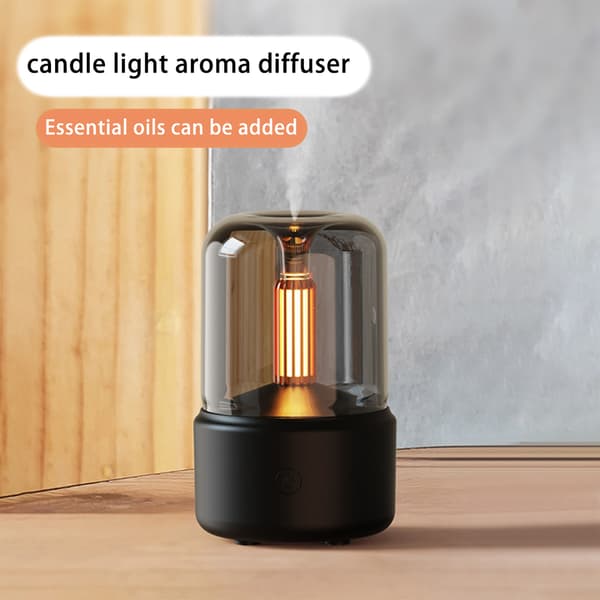 Æterisk oliediffuser, aromaterapi-diffuser med realistisk stearinlyseffekt og kølig tåbe-luftfugterfunktion, ultralydsdiffusorer til æterisk olie