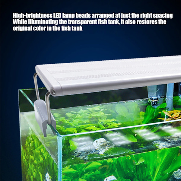LED Akvarium Klipslampe 4-Rækker Blå Hvid Lys Høj Lysstyrke Fiskekum Belysning EU Stik 220V9W til 30-40cm Tank