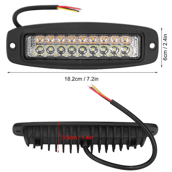 18W LED-varoitusvalo 2800lm Keltainen Valkoinen Valonväri IP67 Vedenkestävä Jeepille, Kuorma-autolle, Autolle, SUV:lle