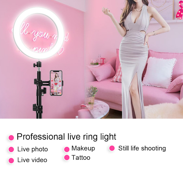 LED Live Streaming -rengasvalo Studiovalokuvaus Selfie Tattoo Täyttövalo Vaaleanpunainen (12 tuumaa)