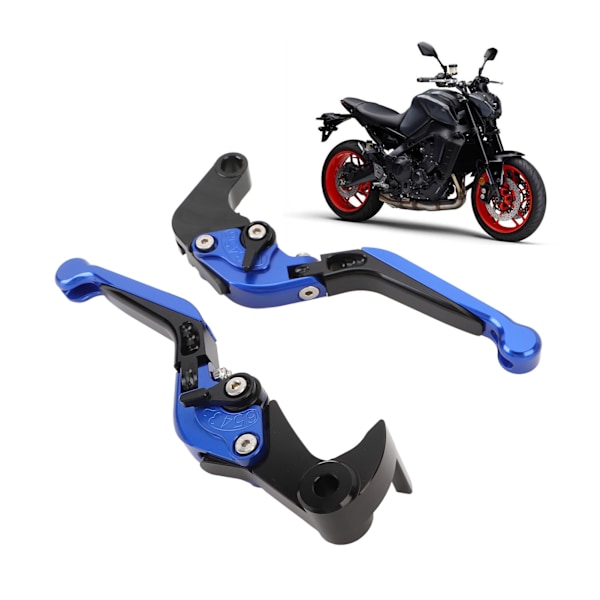1 Par Hopfällbar Kopplingsspak Aluminiumlegering Justerbar Motorcykel Kopplingsbromshandtagsspak för MT‑09 YZF‑R6 Blå
