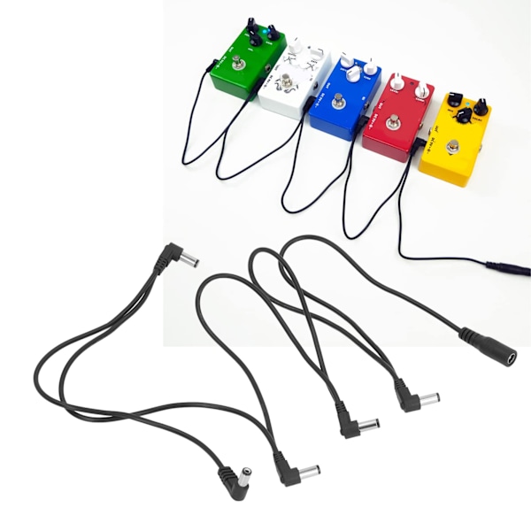1 till 5 Gitarr Effektpedal Strömförsörjning Splitter 5-vägs Rätvinklig Kontakt Effektpedal Strömkabel