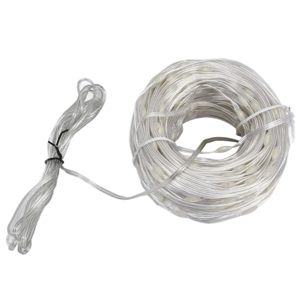 LED Koppartrådslampa 50m 400LED Lågspänning Säker Vattentät Ljusslinga Dekoration för Trädgårdsfest Jul US-kontakt 100‑240V Vitt Ljus