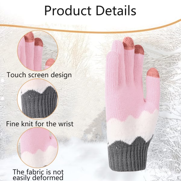 Dam vinter touch screen ull magiska handskar varma stickade fleece li