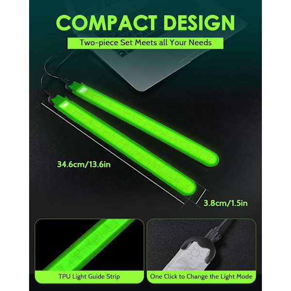 Uppladdningsbart LED Armband 2-pack, Hög Synlighet Reflexutrustning för Nattsäkerhet, Lysande Armband för Nattpromenader, Cykling, Löpargåva