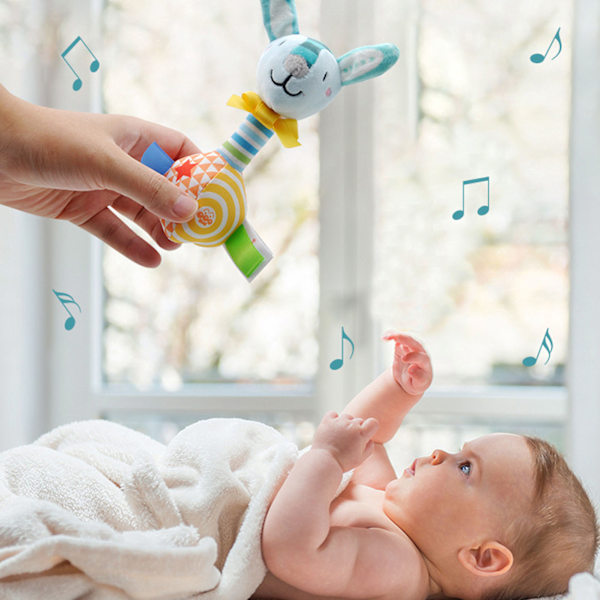 Plush Handskakleksaker för Bebis Mjuka Skakleksaker Skakleksaker för Spädbarn Handgreppsleksaker Djurdocka Blå