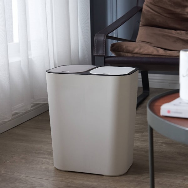 Modern Dubbel Fack Soptunna För Kök, Utrymmesbesparande Design Med Oberoende Lock Och Torr Våt Klassificering För Mångsidiga Utrymmen (7.5L x 2)